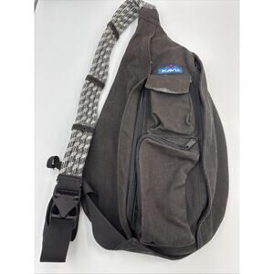 KAVU Sling Rope Bag Crossbody Shoulder Black Multi Pocket